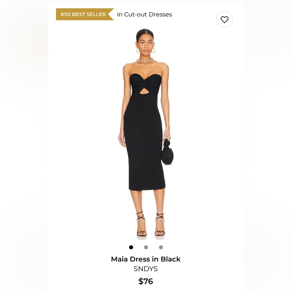SNDYS Strapless Cut-Out Midi Dress in Black